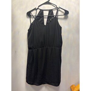 Banana Republic Black Sleeveless Strappy V-Neck Dress Size 0 Polyester Womens